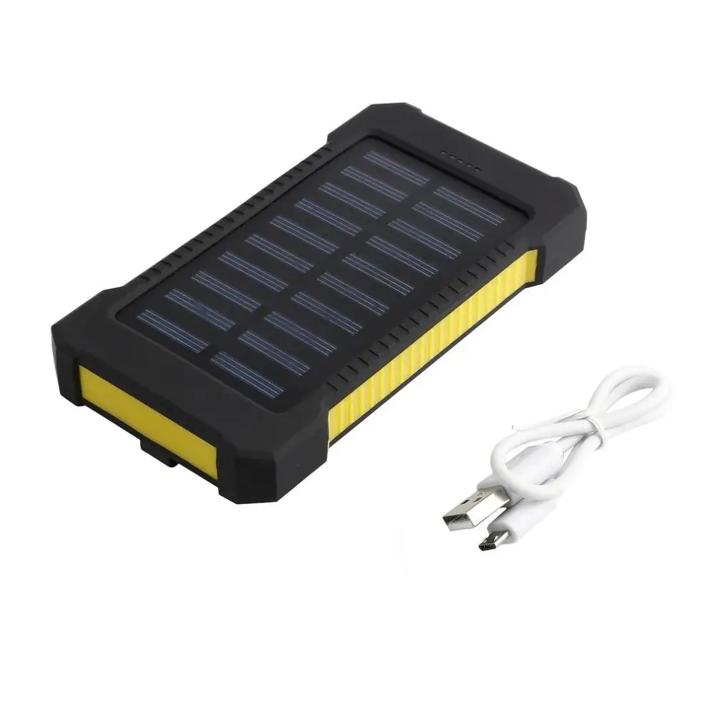 Двойной USB солнечной энергии зарядное устройство водонепроницаемый 300000 мАч портативный солнечной энергии ed двойной аккумуляторный, с подзарядкой от USB банка для наружного аварийного - Цвет: Цвет: желтый