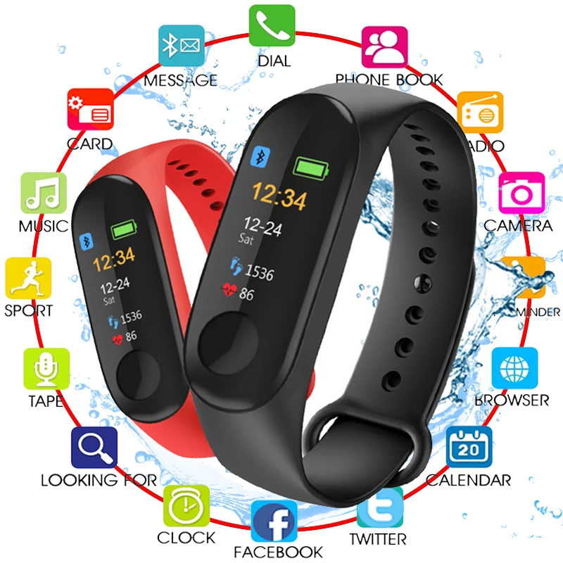 

Color Screen Smart Watch Sport Fitness Bracelet IP68 Waterproof Blood Pressure Oxygen Activity Tracker For Men Women watches M3