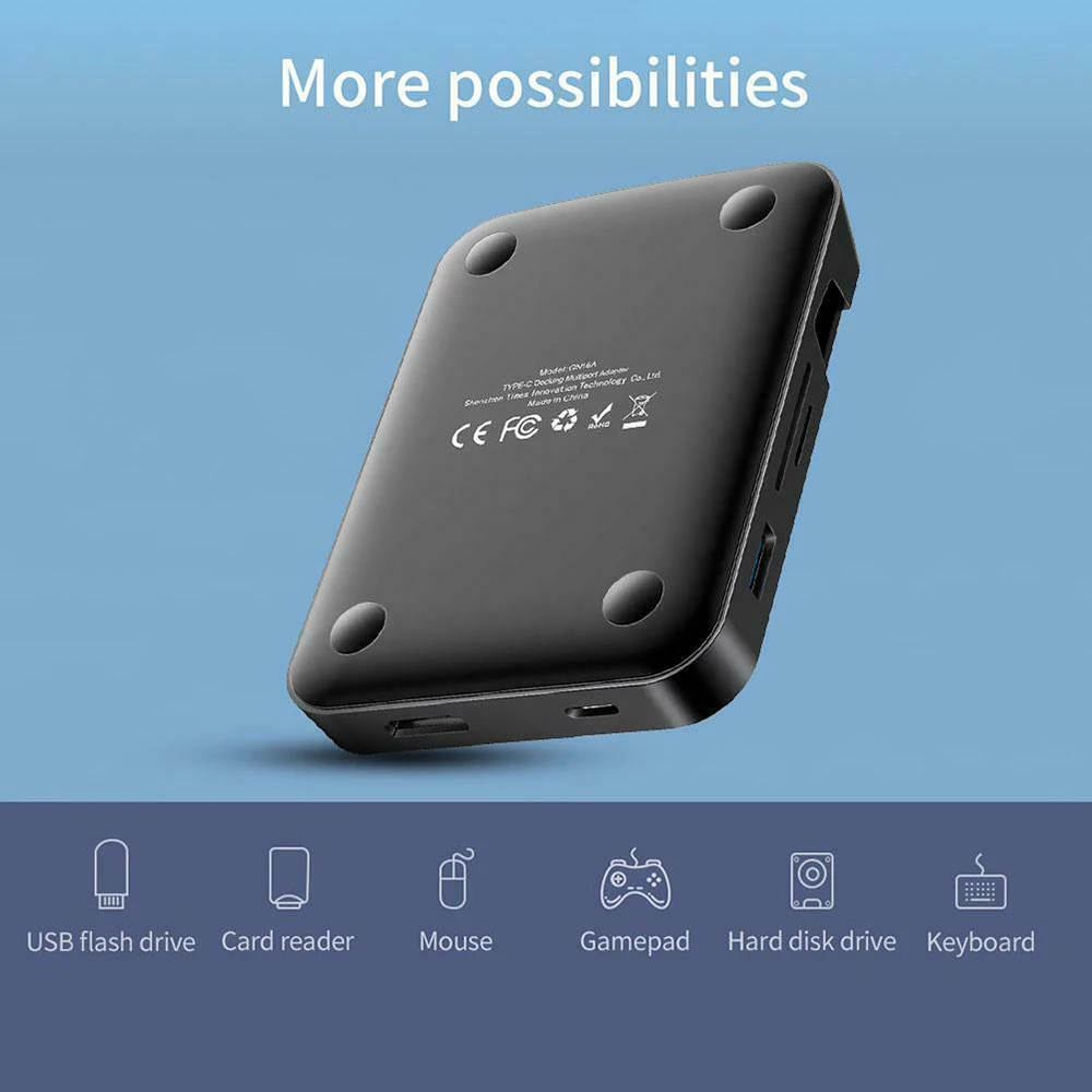  Nuevo 7 en 1 Tipo C HUB estación de acoplamiento teléfono soporte USB C a HDMI Adaptador convertido