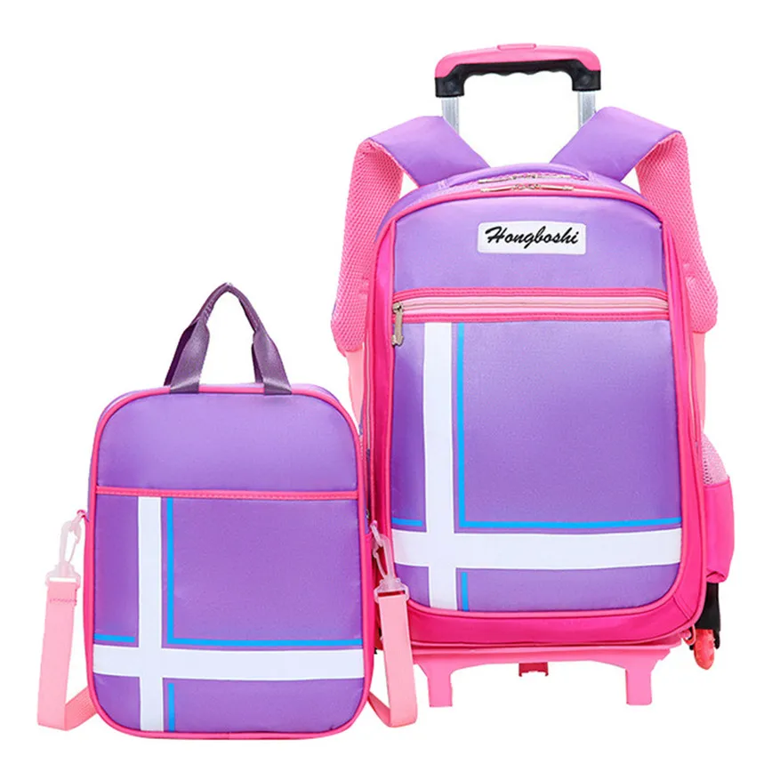 

2/6 Wheels Backpack Latest Removable Children School Bags With Wheels Stairs Kids Girl Boy Trolley Schoolbag Luggage Book Bags