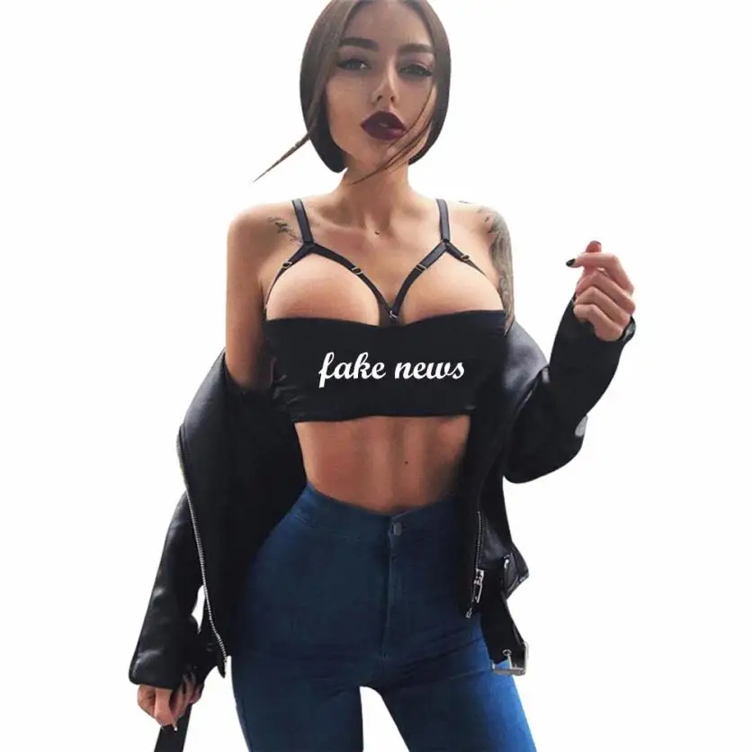 

New 2018 Fashion Women's Sexy Strapless Letter Printed Sleeveless Tank Tops Vest Slash neck Summer Cami Female Tops #DF4250