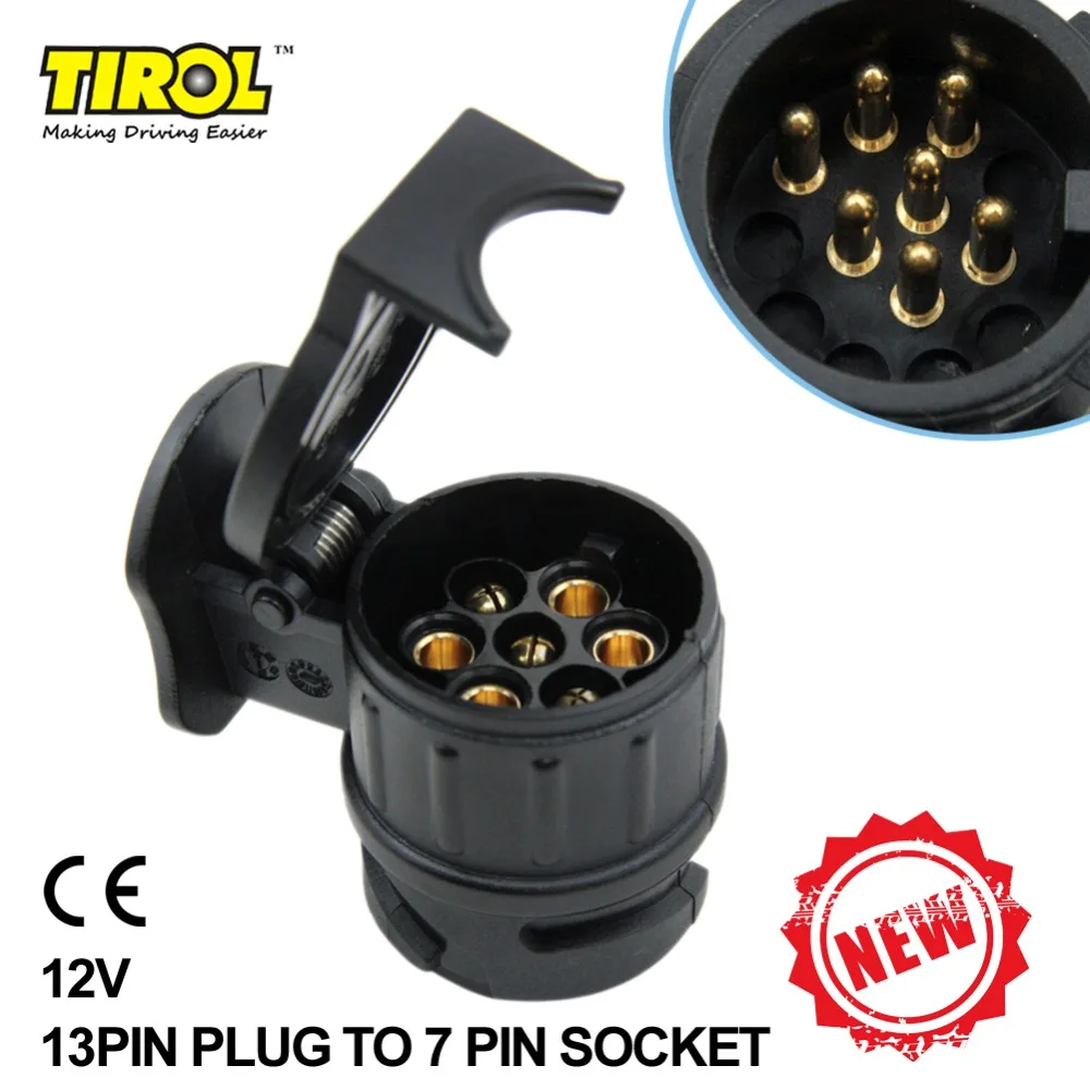 

TIRO 13 To 7 Pin Trailer Adapter Black frosted materials Trailer Wiring Connector 12V Towbar Towing Plug N T22775a Free Shipping