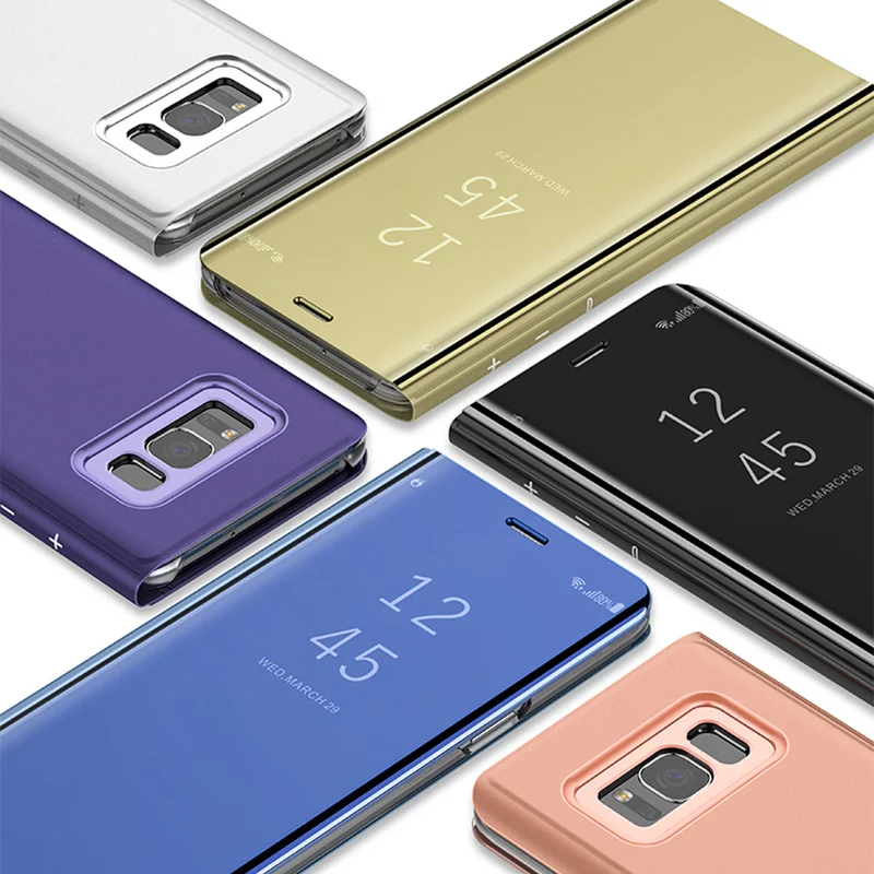 Умный зеркальный флип чехол для samsung Galaxy A5 A7 A8 2018 J5 J7 кожаный подставка S9 S8 S10 A6 Plus