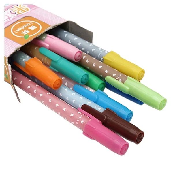 

Affordable 12 PCS Cute & Lovely Shining Candy Color Ballpoint Pen Stationery Kid Gift 0.5mm