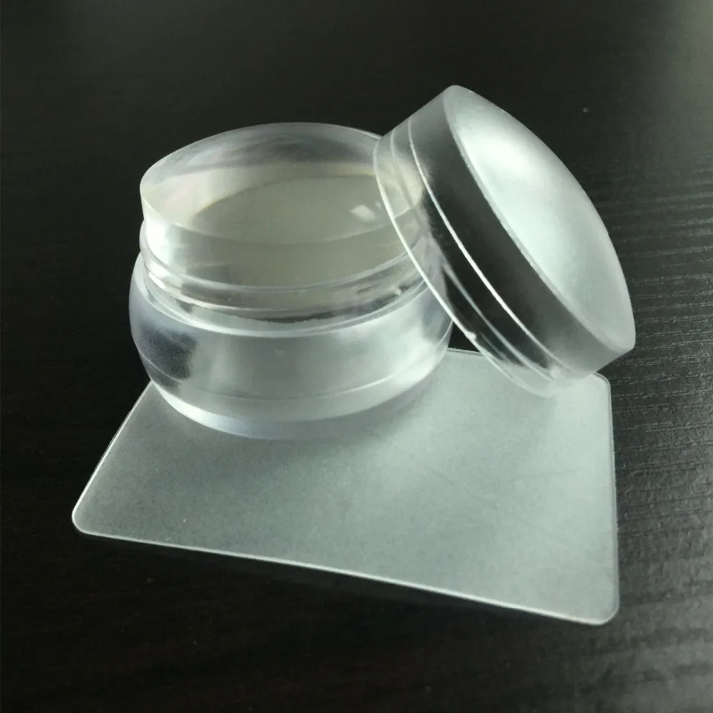 

2019 New Bottle Shape Matte Nail Art Stamper Scraper with Cap Piece Style Silicone Jelly 3.5cm Nail Stamp Stamping Tools