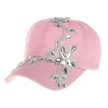 Новинка года Для женщин Diamond Flower Бейсбол Кепки Лето Вышивка цветок snapbacks Кепки леди Повседневное Шляпы широкополые для женщин Регулируемый