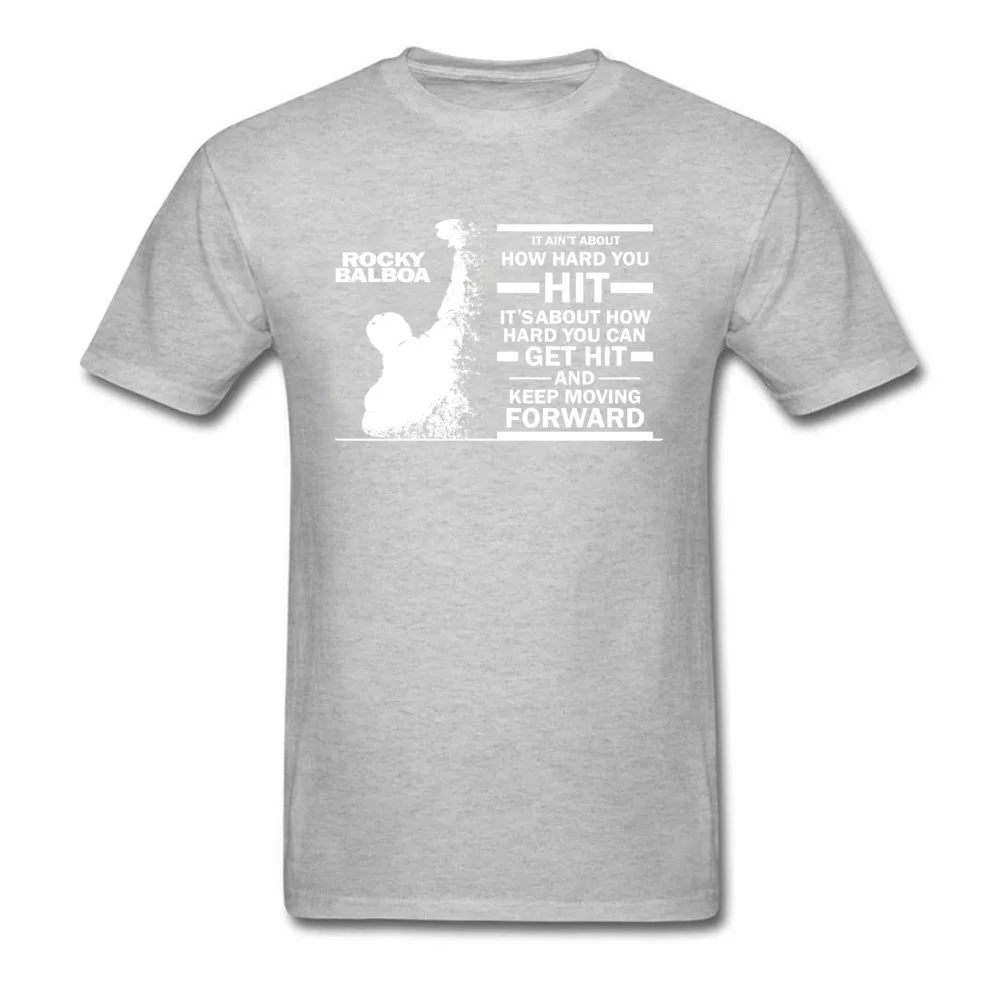 WhiteROCKY-BALBOA6271354Y Summer 100% Cotton Round Neck Tops Tees Short Sleeve Personalized T Shirt Fashion Custom T Shirts WhiteROCKY-BALBOA6271354Y grey