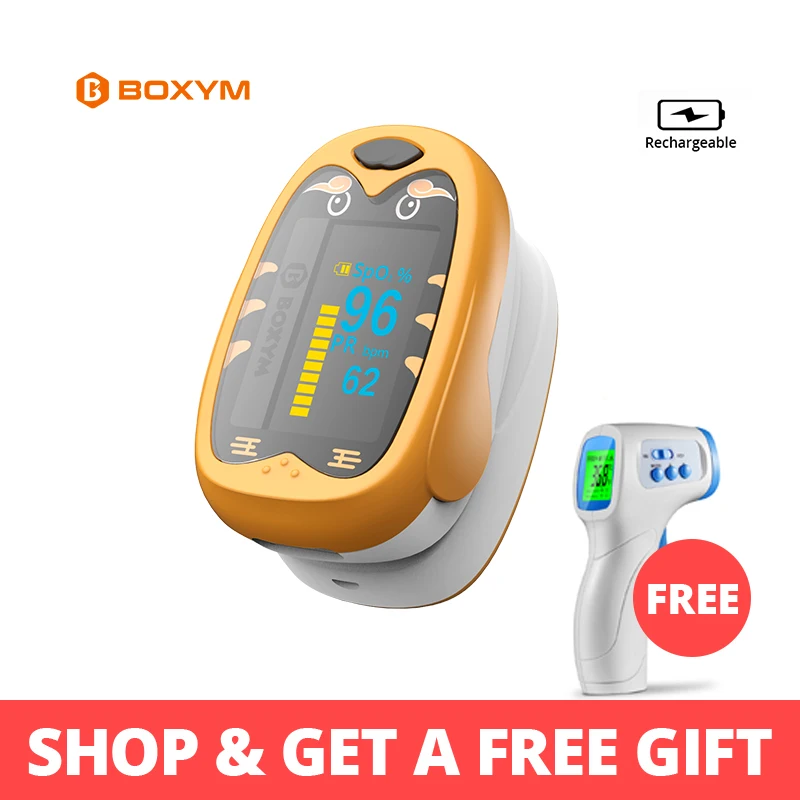 

BOXYM Digital Medical Fever Baby Infrared Thermometer & Rechargeable Finger Pulse Oximeter Heart Rate Monitor oximetro de dedo
