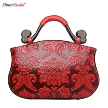 2017 nouveau bois poignée sacs à main national vent de mode en cuir PU en relief épaule oblique croix sac de haute qualité de grande capacité
