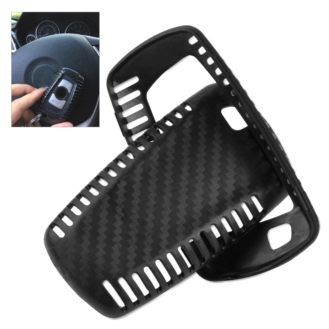 DWCX Car Carbon Fiber Texture Remote Key Cover Fob Shell Case for BMW 1 3 5 6 7 Series X1 X3 X4 ...