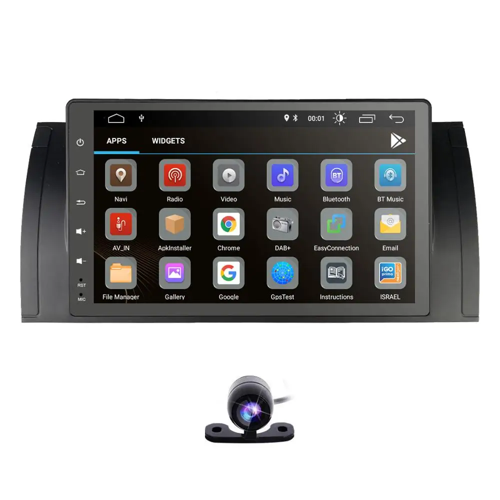 

9inch 1Din Touch Screen Android 9.0 Car Multimedia Radio Stereo for BMW E39 E53 X5 TPMS OBD2 DAB+ Wifi Bluetooth DVR Free Camera