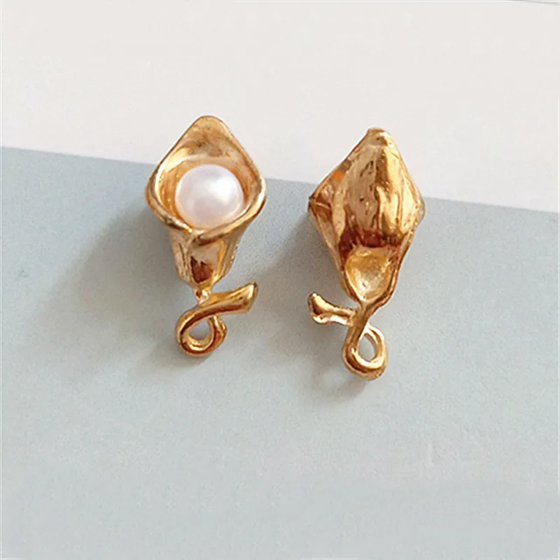 

20 PCS 19mm*9mm Fashion Metal Alloy KC Gold Imitation Pearl Flowers Pendant Charm For Jewelry Making