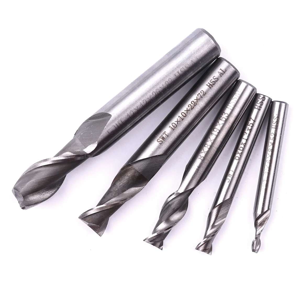 1pcs HSS Straight Shank 2 Flutes End Milling Cutter Drill 5 Different