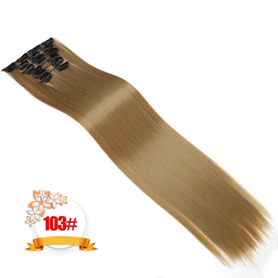 SHANGKE 6 шт./компл. 2", парик, заколки, заколки для волос, трессы, заколки, 16 клипс длинный прямой Синтетические пряди для наращивания волос на клипсах из высокое Температура волокна - Цвет: #27