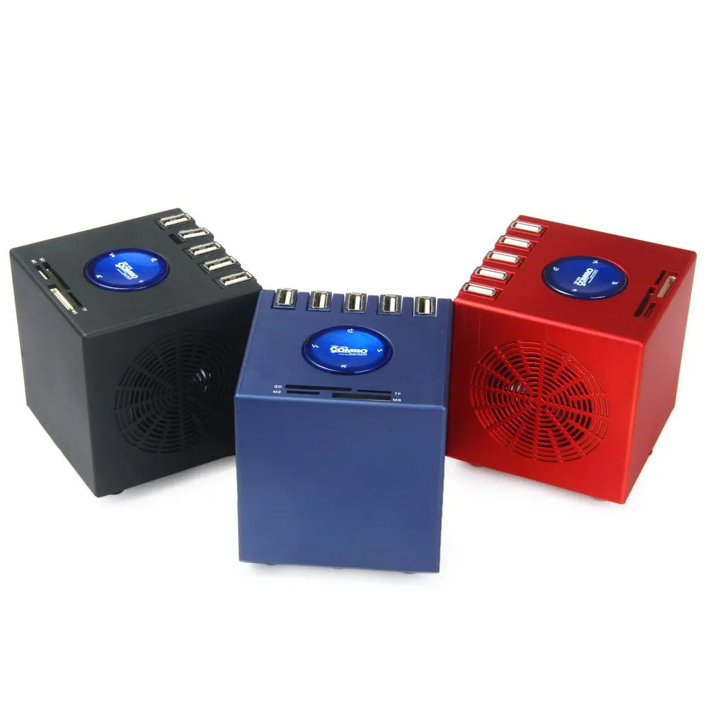 TOPS Multifunctional 5 Ports USB Hub Card Reader Speakers Portable