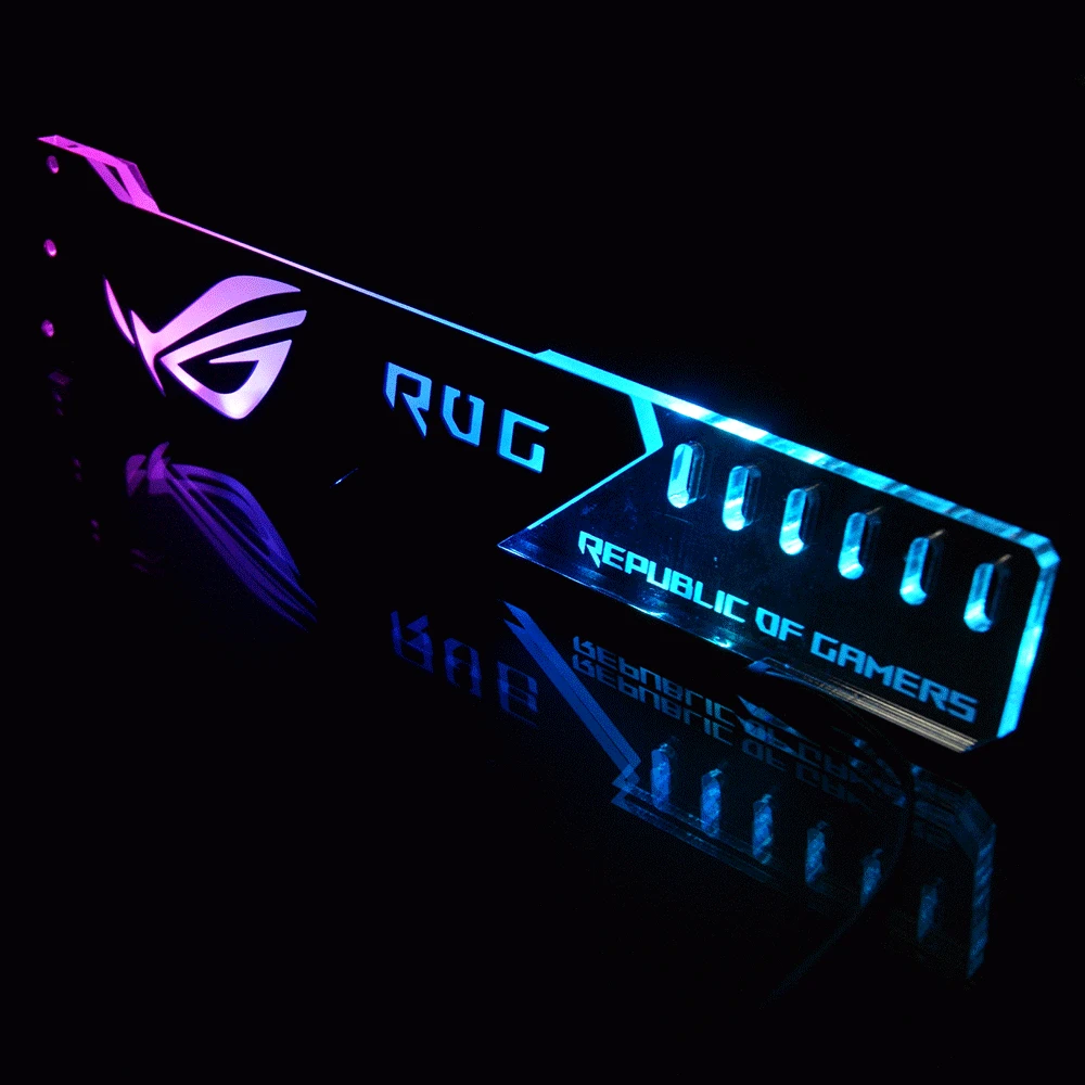 Держатель видеокарты с поддержкой VGA рамка GPU ROG 12V 4PIN RGB/5V 3PIN ARGB ASUS AURA SYNC алюминий +