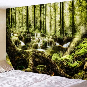 

Tapestry Wall Hanging Bedspread Beach Towel Table Cloth Home Deco Natural Scenery Tree Secnic Green Forest Large Plus Size