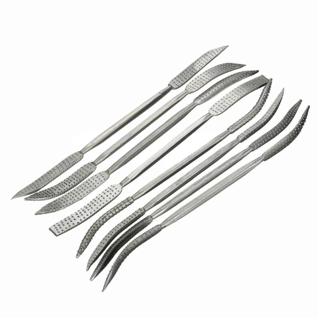 

8pc Set 200mm Crafts Riffler Rifler Wood Rasp File Double Ended Coarse +pouch
