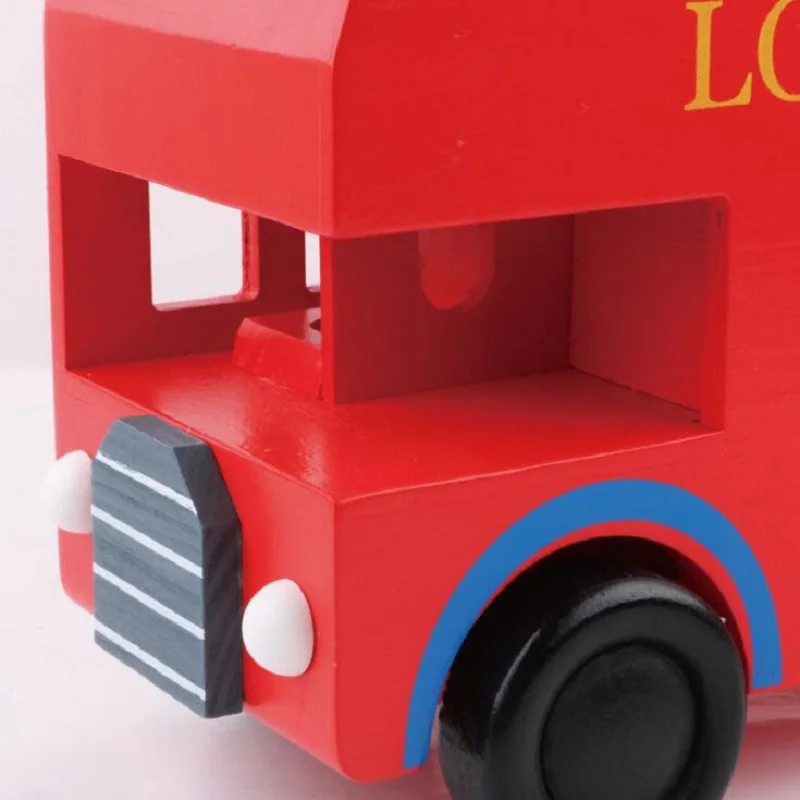 Деревянные модели автомобиля Красный 2 слой Лондонский автобус раннего детства познавательная головоломка модель игрушки для детей
