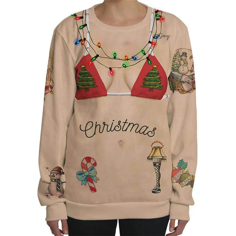 

Christmas t shirt Women Plus Size tshirt Long Sleeve 3D Print T-shirt Sweatshirt Tops Pullover #S18