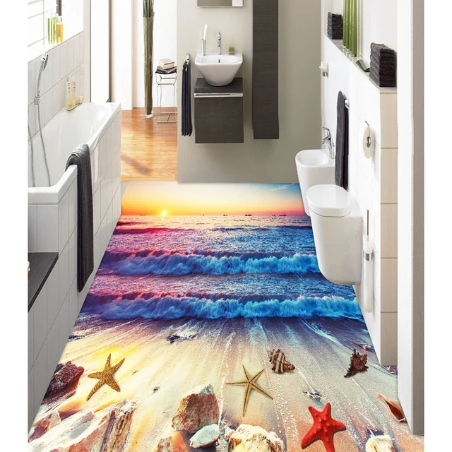 3D pvc vloeren muursticker Kleurrijke zonsondergang strand water ... 3D pvc vloeren muursticker Kleurrijke zonsondergang strand water ...