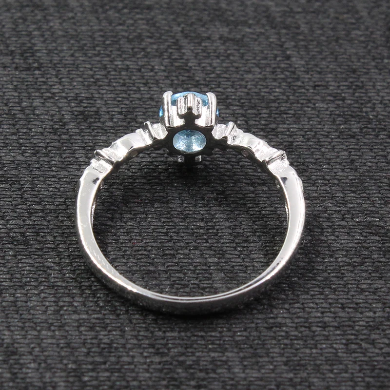 Модное кольцо "Принцесса" 5 мм Натуральный топаз Обручальное кольцо с драгоценными камнями для женщины твердое 925 Серебряное кольцо с топазом Романтика свадебное кольцо
