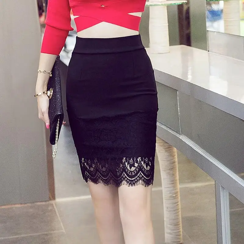 The new spring and summer lace stitching step skirt sexy slim package ...