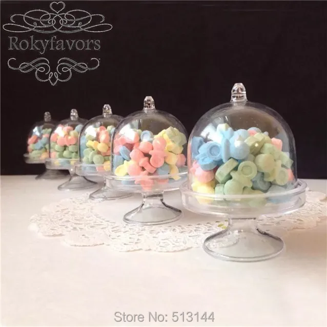 

Free Shipping 20PCS Candy Boxes Tray Stand Favors Holders Great Party Decoration Gifts Mini Cake Stand Baby Shower