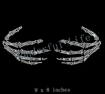 

Free shipping Skull Hands Rhinestone Iron on Transfer UIHM 20PCs/lot with high quality