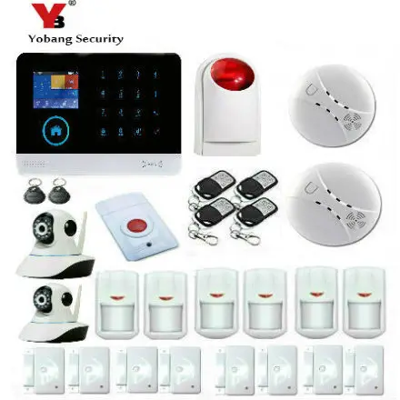 

YobangSecurity Wireless Wifi GSM GPRS Android IOS APP Home Burglar Security Alarm System Ip Camera with Touch Keypad