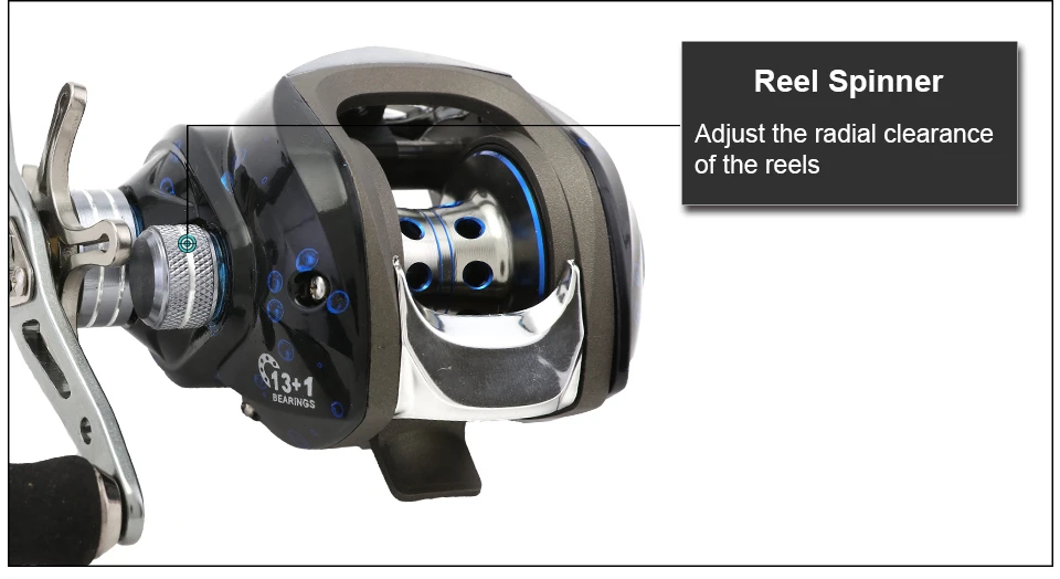 GLUREE Plastic Baitcasting Fishing Reel 13+1BB 6.31 220g Metal Line Cup Blue LeftRight Hand Lure Fishing FreshSalt Water Reel (16)
