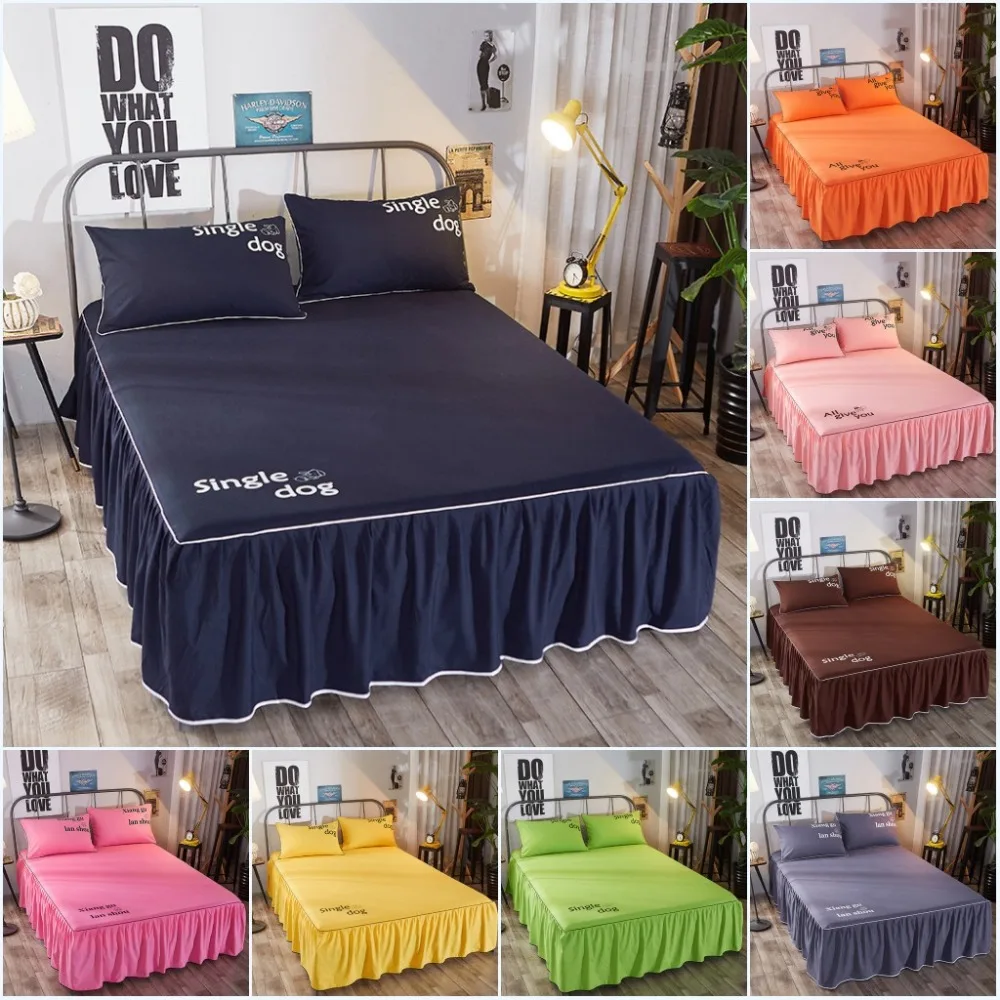 

Bed Skirt Solid Bed Sheets ST02 Mattress Cover Bedding Sets Decor Protector Elastic Band Bedspread Pillowcases Home Textile