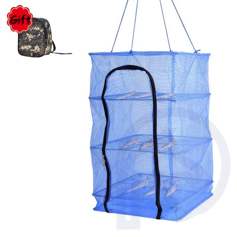 

Foldable Fishing Net 4 Layers Dried Shrimp Net Air Fish Drying Mesh Cage Hanging Case Durable Fishing Catching Net Rack