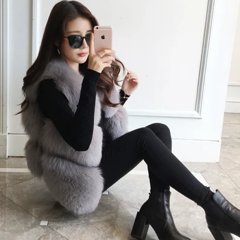 

Faux Fur vest ladies short Korean version 2018 autumn and winter new fox fur fashion temperament imitation fur vest jacket