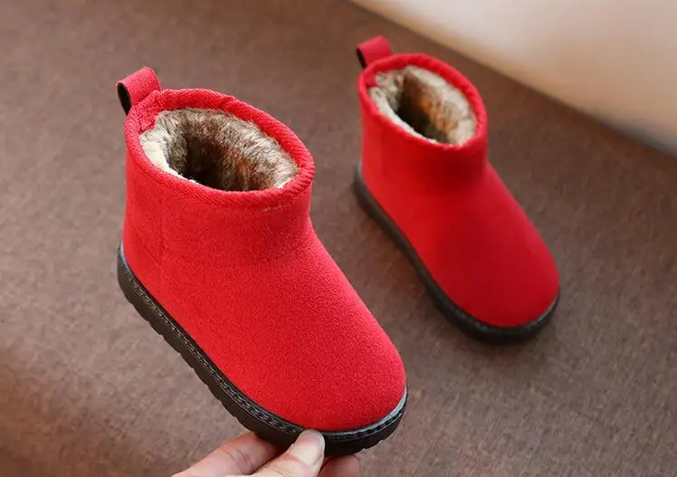 

Winter Kids Snow Boots Children's New Arrival Child Winter Ankle Winter Boots Add Plush Unisex Leather Shoes for kids Antiskid