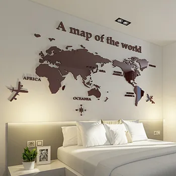 

World map acrylic 3D stereo Wall Decal sofa background wall stickers wall decoration Office