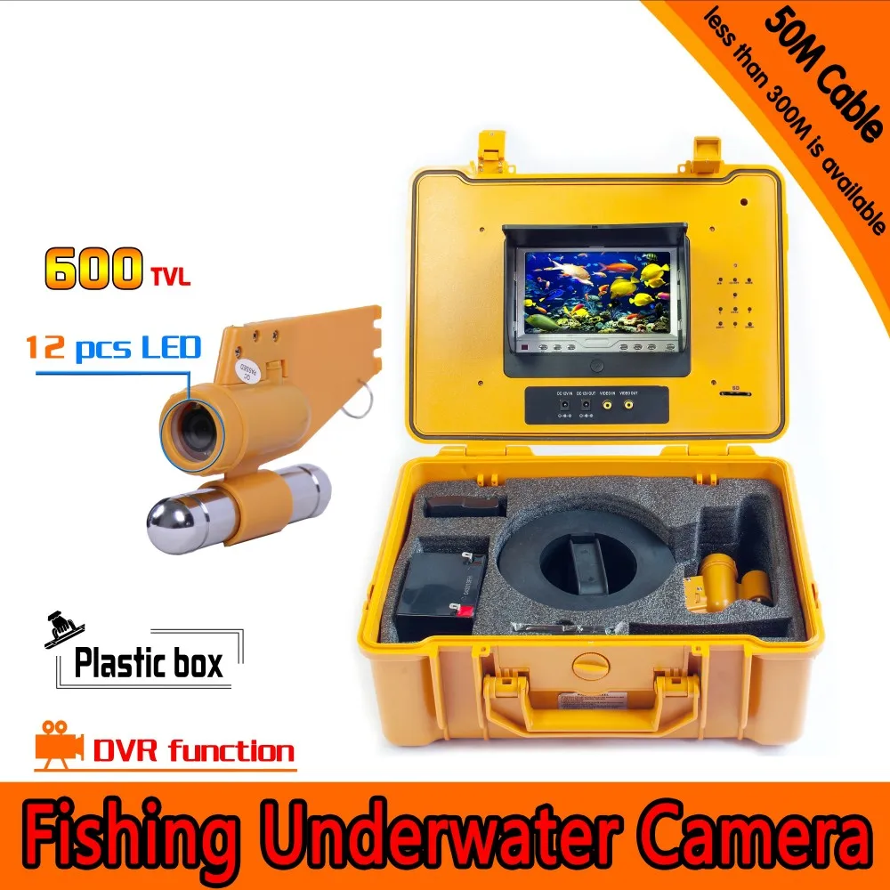50 метров глубина подводного Рыбалка Камера комплект с одной привести бар и 7 дюймов Мониторы с DVR встроенный и желтый твердых пластмасс Case