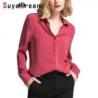 Frauen Seide Bluse 30mm 100% ECHTE SEIDE CREPE Blusen Taste Schwere Seide BÜRO Dame Bluse 2019 WEIß