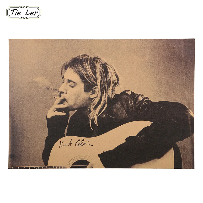 

1 Pcs Home Decor Wall Sticker Cobain Nirvana Frontman Kraft Retro Rock Posters Nostalgia Bar Posters