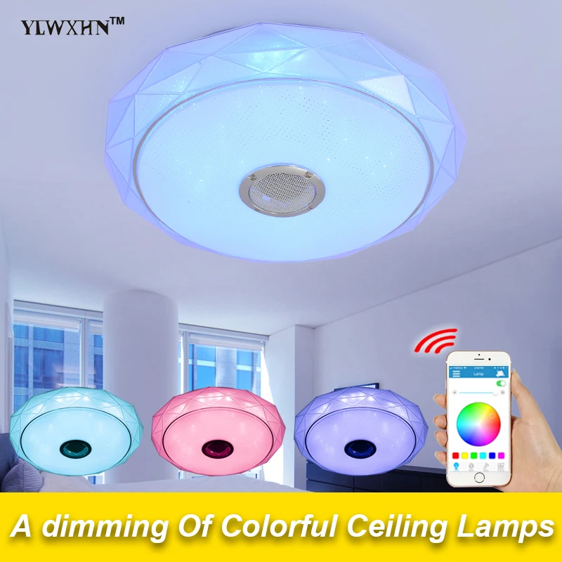 

2019 New Ceiling Light Fixtures Flush Mounting With Bluetooth Speaker Sound Or Remote Control Led Lamps For Acrylic Dome Roof