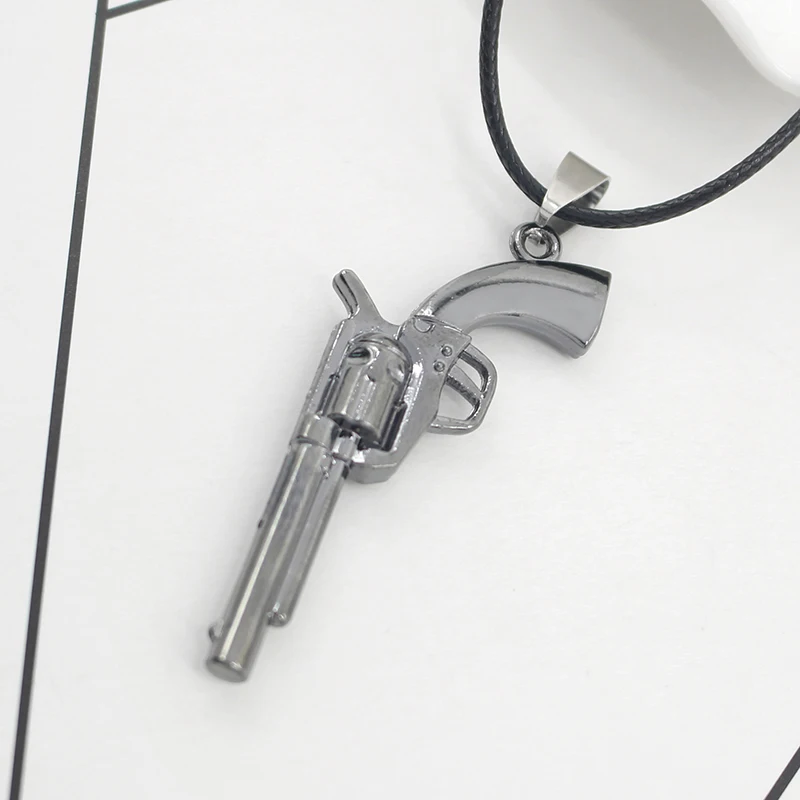Charms Steampunk Weapon Revolver Pistol Gun Pendant Choker Necklaces Trendy Alloy Desert Eagle Gun Rope Chain Necklace For Men