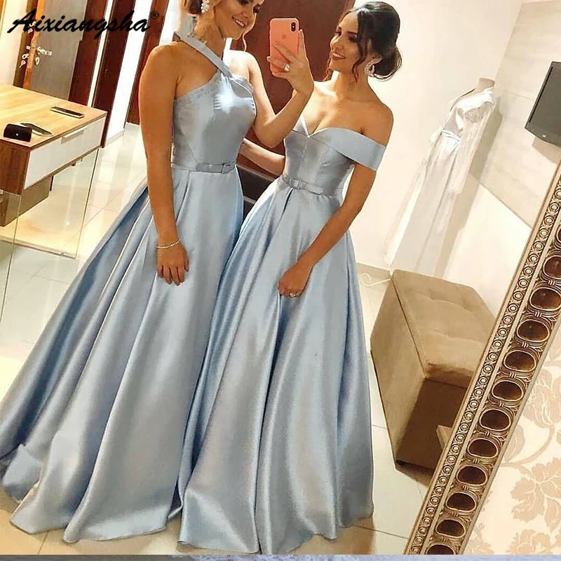 Небесно-синее платье для выпускного вечера длинное элегантное недорогое платье в пол с открытой спиной вечернее платье vestidos de gala