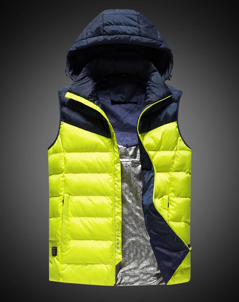Зимнее пальто пуховая Парка мужская одежда USB интеллектуальная куртка с подогревом жилет без рукавов с капюшоном Теплый пуховик хлопок плюс размер 5XL