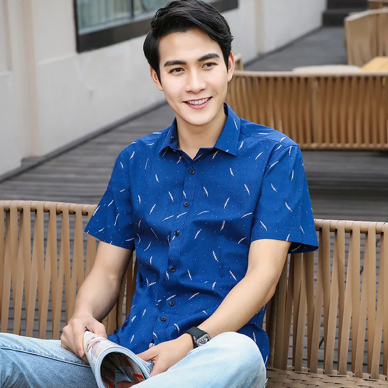 100 Cotton Printed Short Sleeved Shirt Fashion Printing Shirt Summer