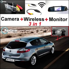 3 in1 Специальный вид сзади Камера+ Беспроводной приемник+ зеркальный монитор DIY парковочная Системы для Renault Megane II III 2 3