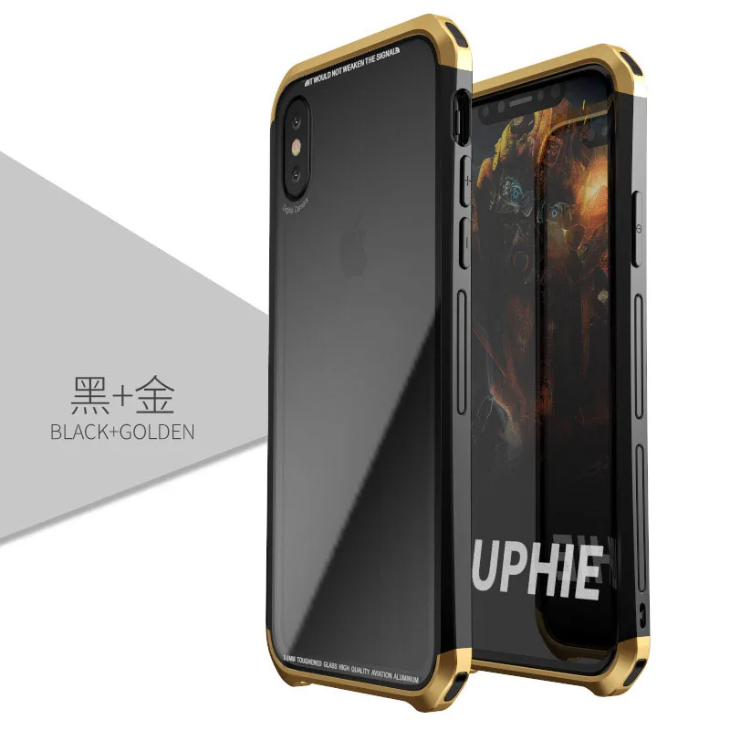 Роскошный модный чехол-бампер для iPhone X XR XS MAX, защитный чехол, прозрачная стеклянная крышка, чехол для iPhone X - Цвет: Black Gold