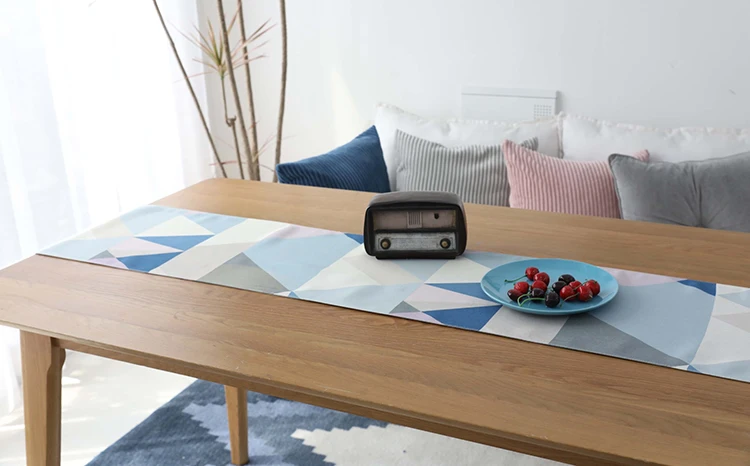 Красочный геометрический напечатанный журнальный столик для гостиной, настольная дорожка, скандинавские украшения для дома, настольная дорожка, синий, желтый