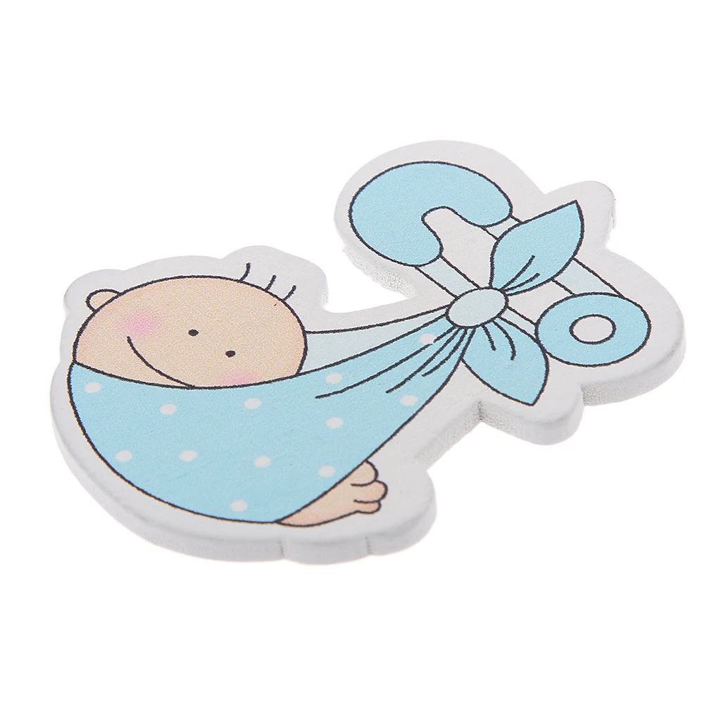 20pcs Baby Style Wooden Embellishment for Card Making Baby Shower Decor Blue