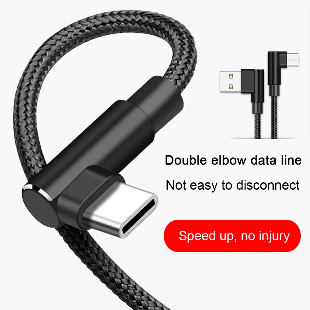 

WiHoo 90 degree Right Angle Phone Data Cable Android Type-C Lighting Fast Charging Line