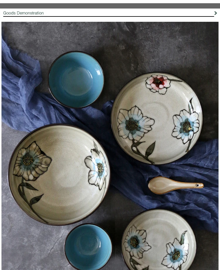 ANTOWALL, набор керамической посуды в японском ретро стиле, тарелка, тарелка для супа, домашняя глубокая тарелка, миска для риса